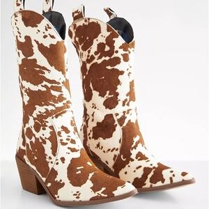 Dingo Live A Little Cow Print Leather Western Boot